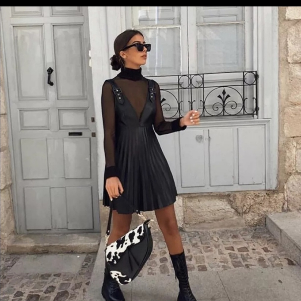 Zara Blogger Favorite Leather Pinafore Dress